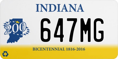 IN license plate 647MG