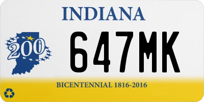 IN license plate 647MK