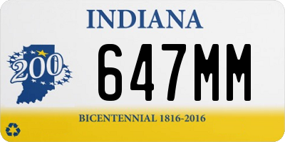 IN license plate 647MM