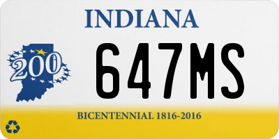 IN license plate 647MS