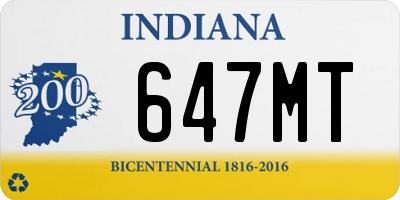 IN license plate 647MT