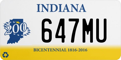 IN license plate 647MU