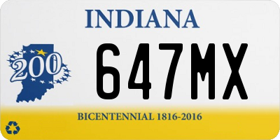 IN license plate 647MX