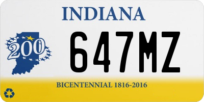 IN license plate 647MZ