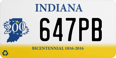 IN license plate 647PB