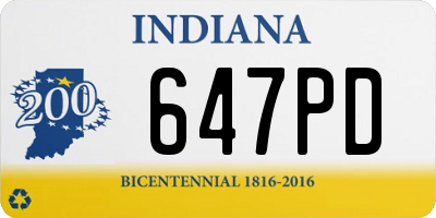 IN license plate 647PD