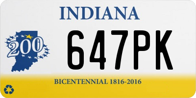 IN license plate 647PK