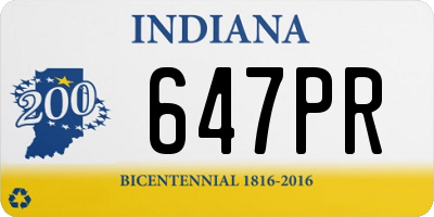 IN license plate 647PR