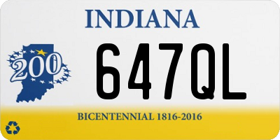 IN license plate 647QL