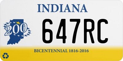 IN license plate 647RC