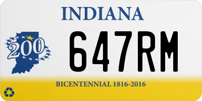 IN license plate 647RM