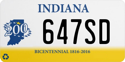 IN license plate 647SD