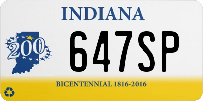 IN license plate 647SP