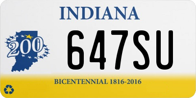 IN license plate 647SU