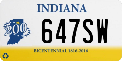 IN license plate 647SW