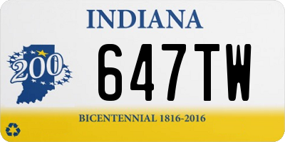 IN license plate 647TW