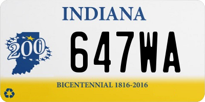 IN license plate 647WA