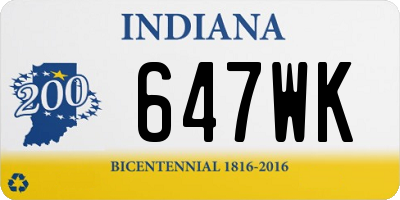 IN license plate 647WK