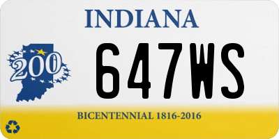 IN license plate 647WS