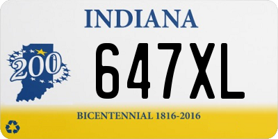 IN license plate 647XL