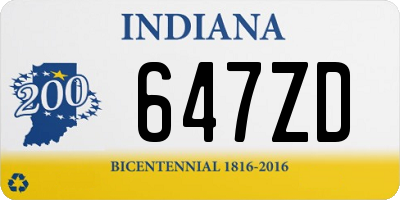 IN license plate 647ZD