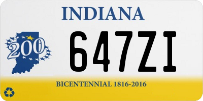 IN license plate 647ZI