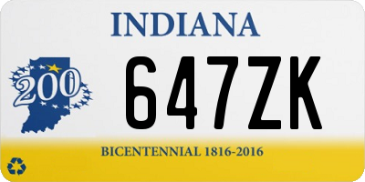 IN license plate 647ZK