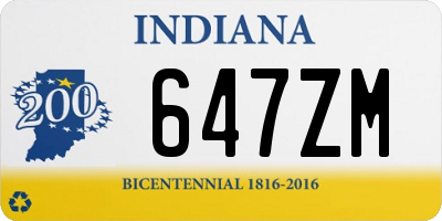 IN license plate 647ZM