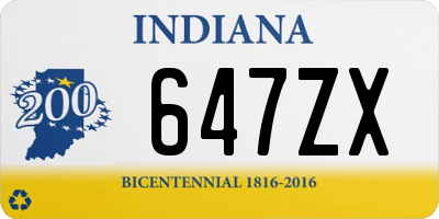 IN license plate 647ZX