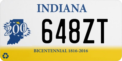 IN license plate 648ZT