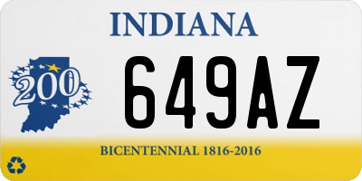 IN license plate 649AZ