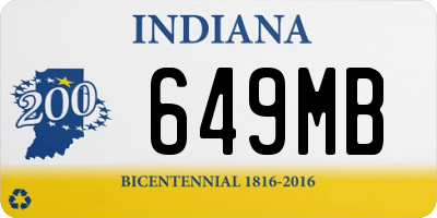 IN license plate 649MB