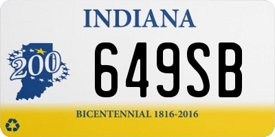 IN license plate 649SB