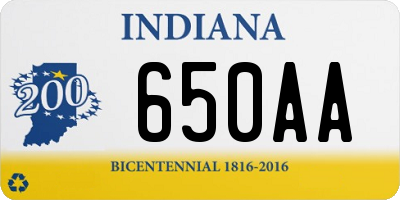 IN license plate 650AA