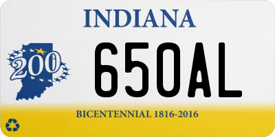 IN license plate 650AL