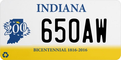 IN license plate 650AW