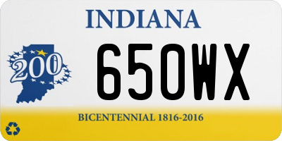 IN license plate 650WX