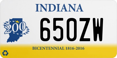 IN license plate 650ZW