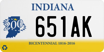 IN license plate 651AK