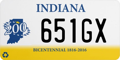 IN license plate 651GX