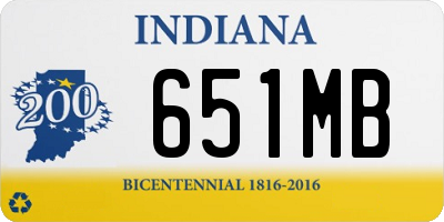 IN license plate 651MB