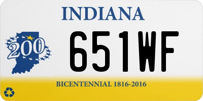 IN license plate 651WF