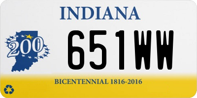 IN license plate 651WW