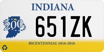 IN license plate 651ZK