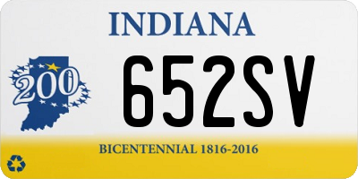 IN license plate 652SV