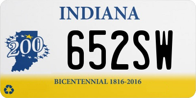 IN license plate 652SW