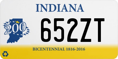 IN license plate 652ZT