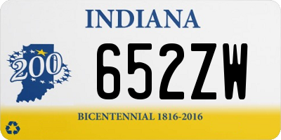 IN license plate 652ZW