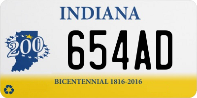 IN license plate 654AD