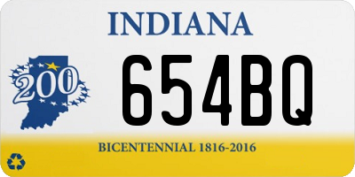 IN license plate 654BQ
